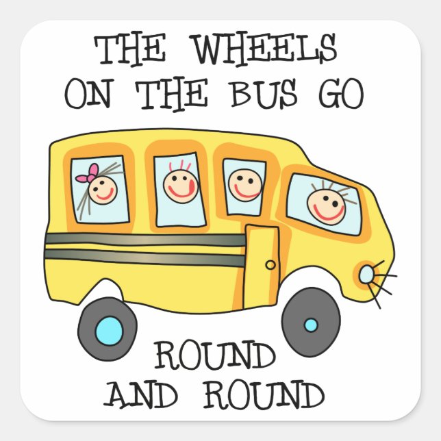 The Wheels On the Bus Square Sticker (Front)