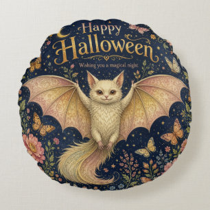 The Whimsical Winged Familiar Round Pillow