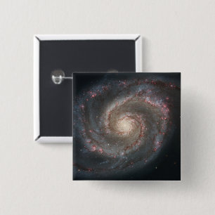 The Whirlpool Galaxy M51 & Companion in Space 2 Inch Square Button