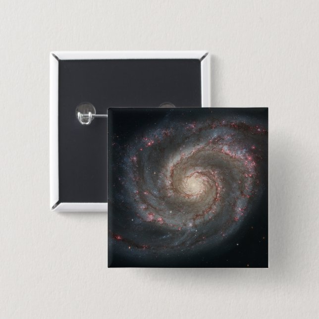 The Whirlpool Galaxy M51 & Companion in Space 2 Inch Square Button (Front & Back)
