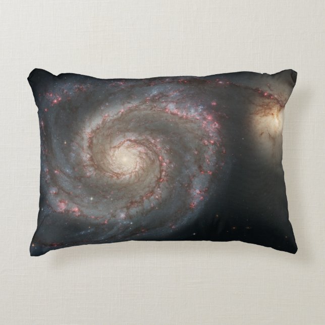 The Whirlpool Galaxy M51 & Companion in Space Accent Pillow (Front)