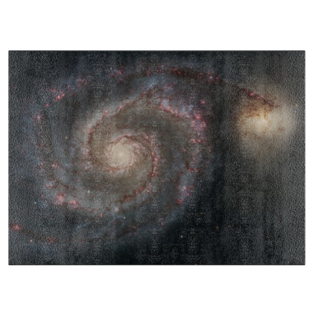 The Whirlpool Galaxy M51 & Companion in Space Cutting Board (Front)