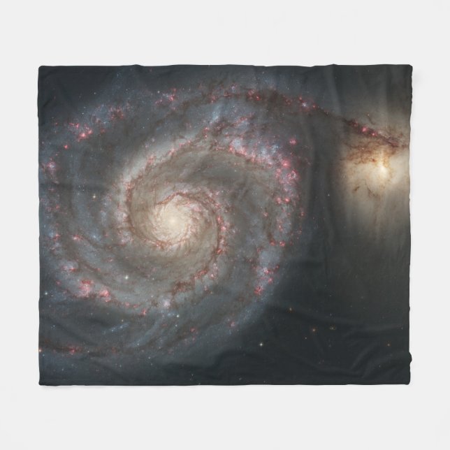 The Whirlpool Galaxy M51 & Companion in Space Fleece Blanket (Front (Horizontal))