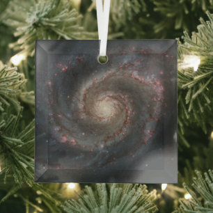 The Whirlpool Galaxy M51 & Companion in Space Glass Ornament