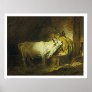 The White Bull in the Stable (oil on canvas) Poster