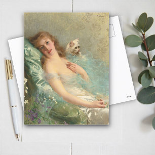 The White Cat by Vittorio Matteo Corcos Postcard