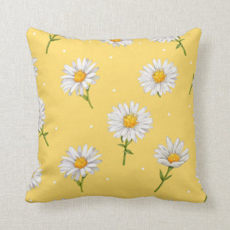 The white daisies flowers, Aesthetic daisies patte Throw Pillow