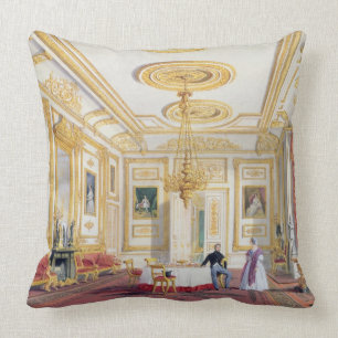 The White Drawing Room at Windsor Castle (colour l Throw Pillow