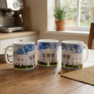 The White House in Washington DC Watercolor Coffee Mug