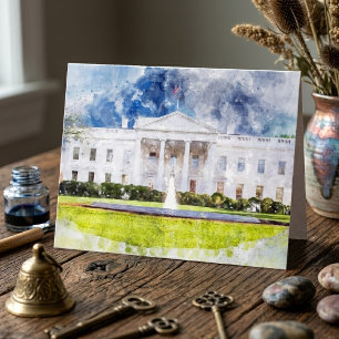 The White House in Washington DC Watercolor Thank You Card
