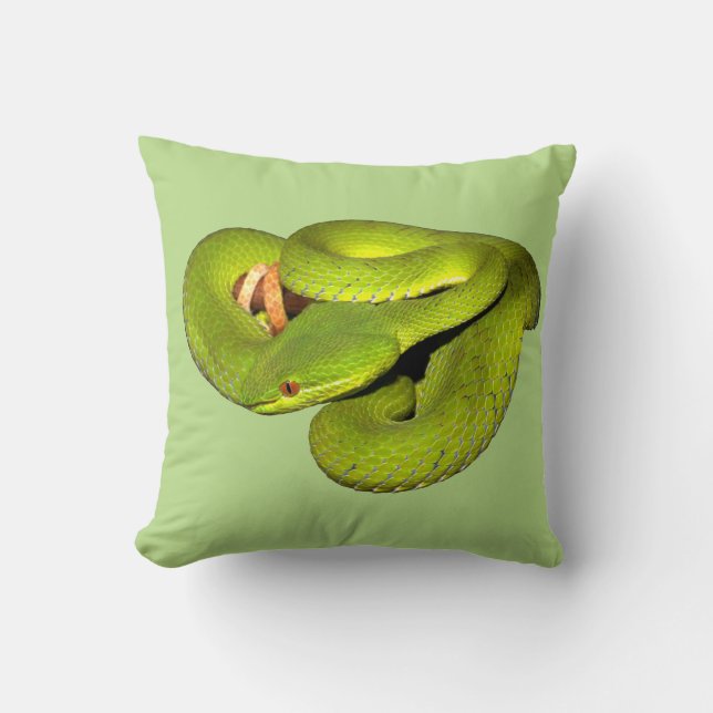The white-lipped pit viper throw pillow (Front)