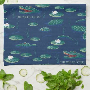 The White Lotus Alligator Lagoon Pattern Kitchen Towel
