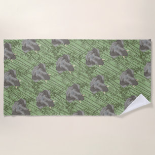 The White Lotus Majestic Elephants Pattern Beach Towel