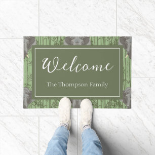 The White Lotus Majestic Elephants Pattern Doormat