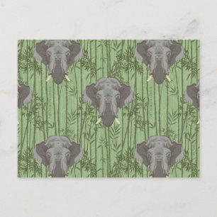 The White Lotus Majestic Elephants Pattern Postcard