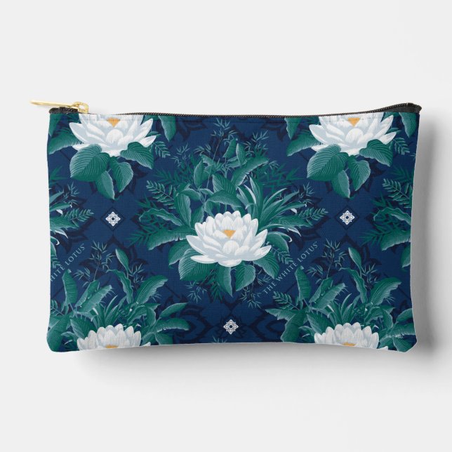 The White Lotus Midnight Lotus Pattern Accessory Pouch (Front)