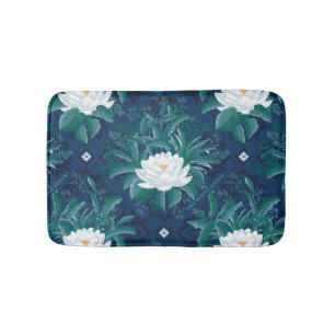 The White Lotus Midnight Lotus Pattern Bath Mat