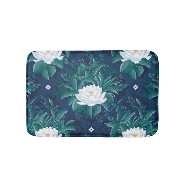 The White Lotus Midnight Lotus Pattern Bath Mat (Front)