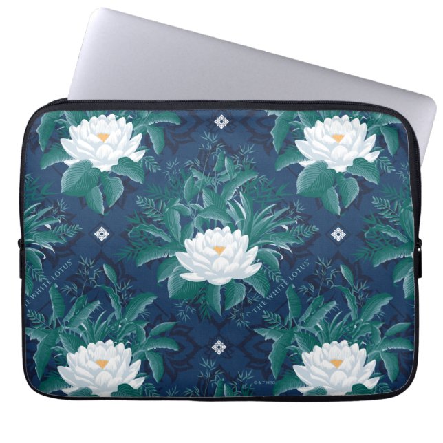 The White Lotus Midnight Lotus Pattern Laptop Sleeve (Front)