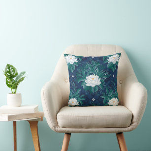 The White Lotus Midnight Lotus Pattern Throw Pillow