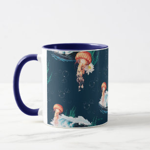 The White Lotus Ocean Jellyfish Pattern Mug
