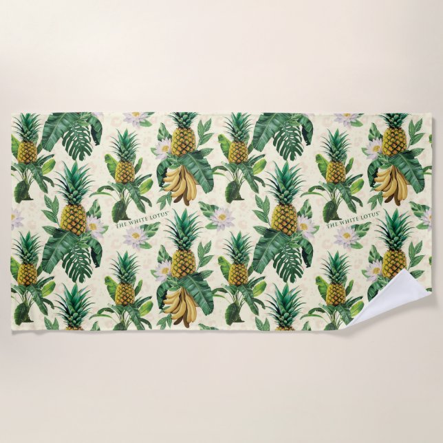 The White Lotus Pineapple Paradise Pattern Beach Towel (Front)