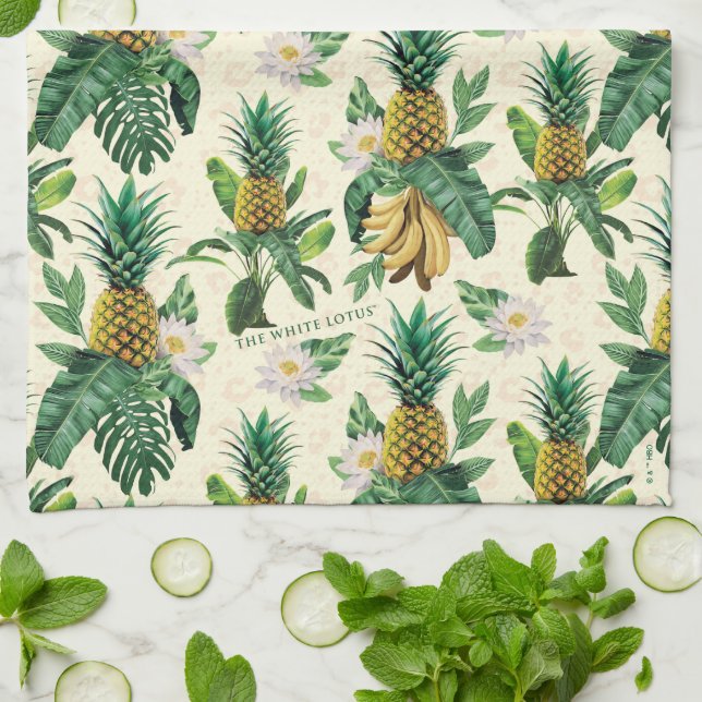The White Lotus Pineapple Paradise Pattern Kitchen Towel (Folded)