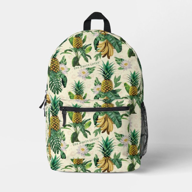 The White Lotus Pineapple Paradise Pattern Printed Backpack (Front)