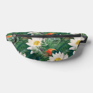 The White Lotus Tropical Birds & Lotus Pattern Fanny Pack