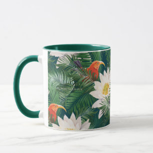 The White Lotus Tropical Birds & Lotus Pattern Mug
