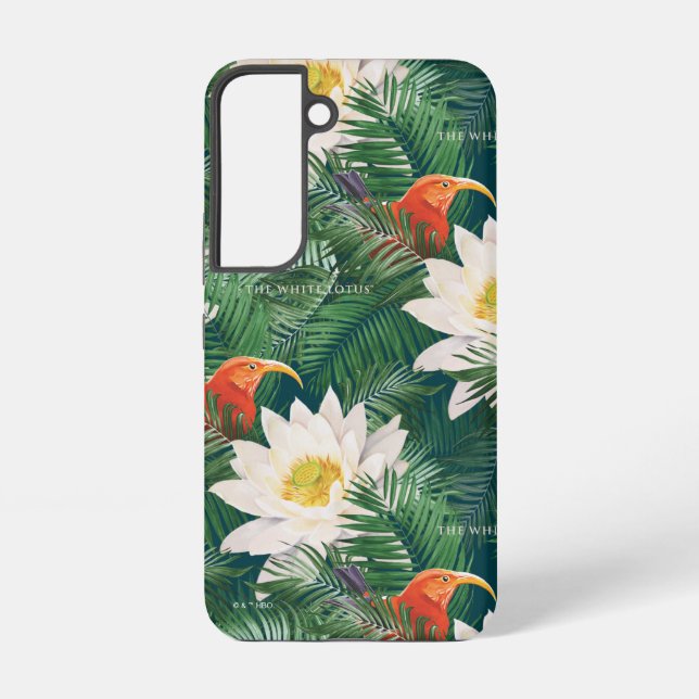 The White Lotus Tropical Birds & Lotus Pattern Samsung Galaxy S22 Case (Back)