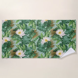 The White Lotus Tropical Canopy Pattern Beach Towel