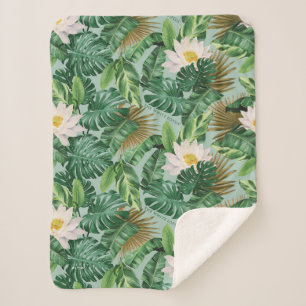 The White Lotus Tropical Canopy Pattern Sherpa Blanket
