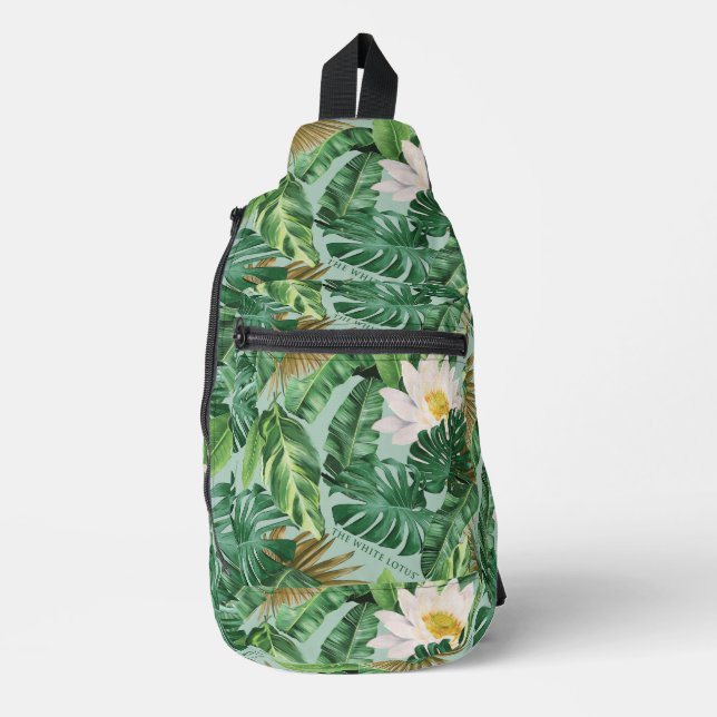 The White Lotus Tropical Canopy Pattern Sling Bag (Front)