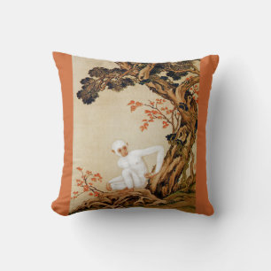The White Monkey Throw Pillow