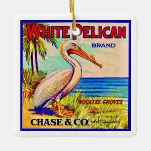 The White Pelican Ceramic Ornament