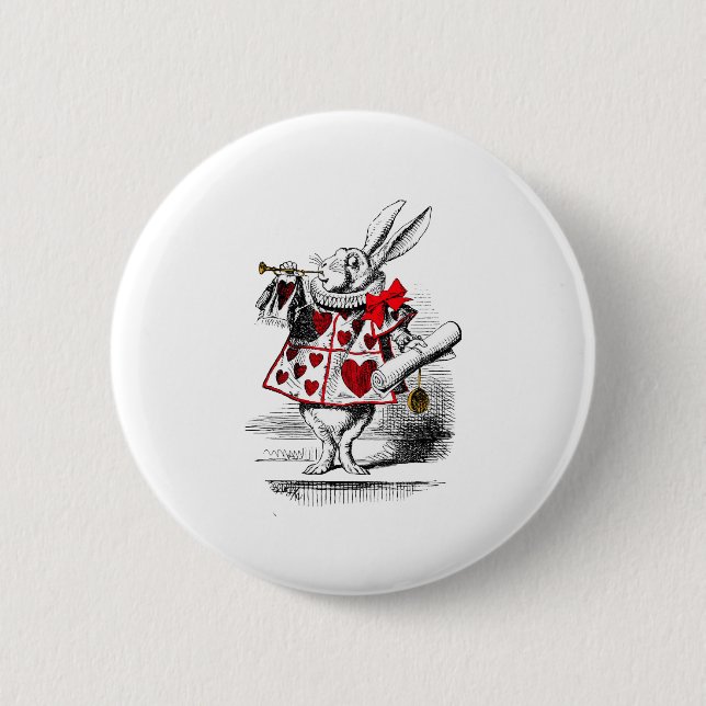 The White Rabbit 2 Inch Round Button (Front)