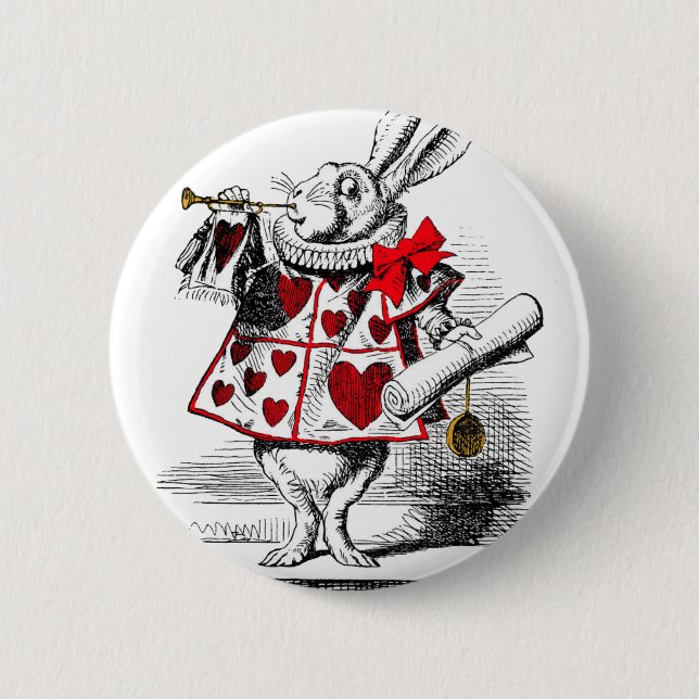 The White Rabbit 2 Inch Round Button (Front)
