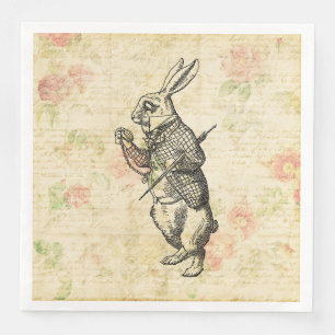 The White Rabbit Alice in Wonderland Vintage Art Napkin