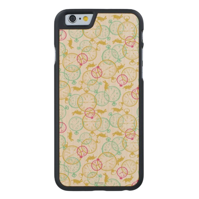 The White Rabbit Pattern Carved Wood iPhone Case (Back)