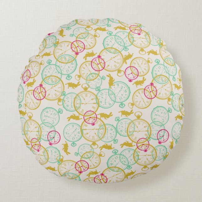 The White Rabbit Pattern Round Pillow (Front)