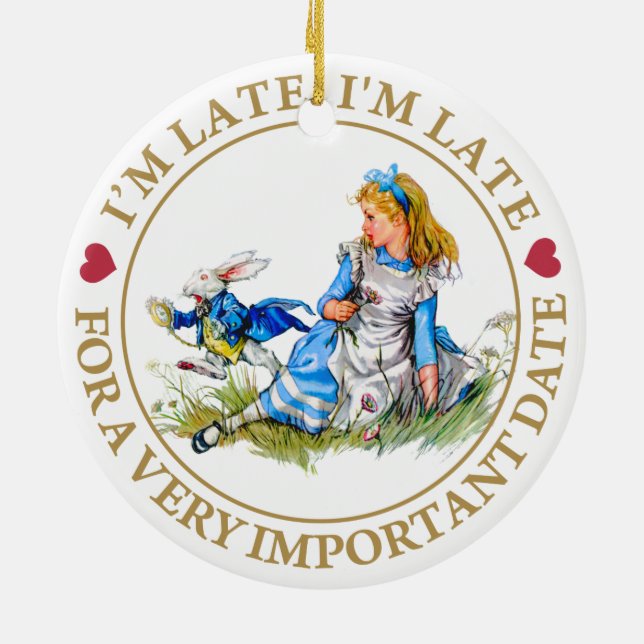 The White Rabbit Rushes By Alice In Wonderland Ceramic Ornament (Back)
