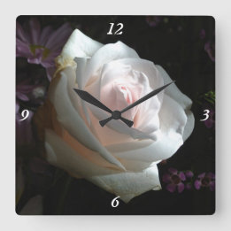 The White Rose - Square Wall Clock