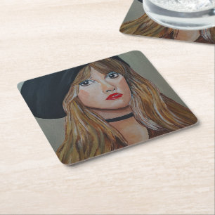 The White Witch Painting by Alfred Fox Square Paper Coaster