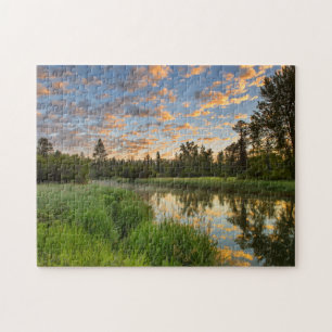 The Whitefish River with nice sunrise clouds Jigsaw Puzzle