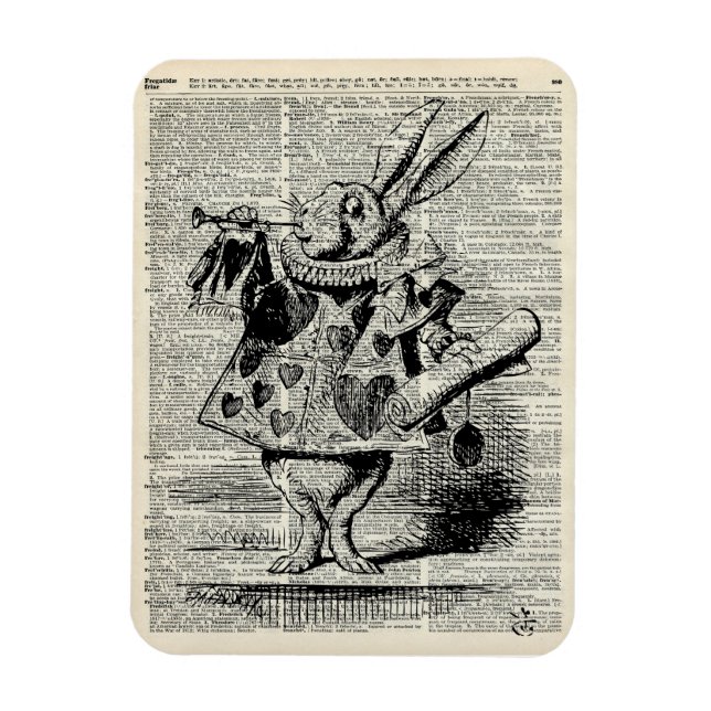 The Whitte rabbit Magnet (Vertical)