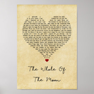 The Whole Of The Moon Vintage Heart Song Lyric Poster
