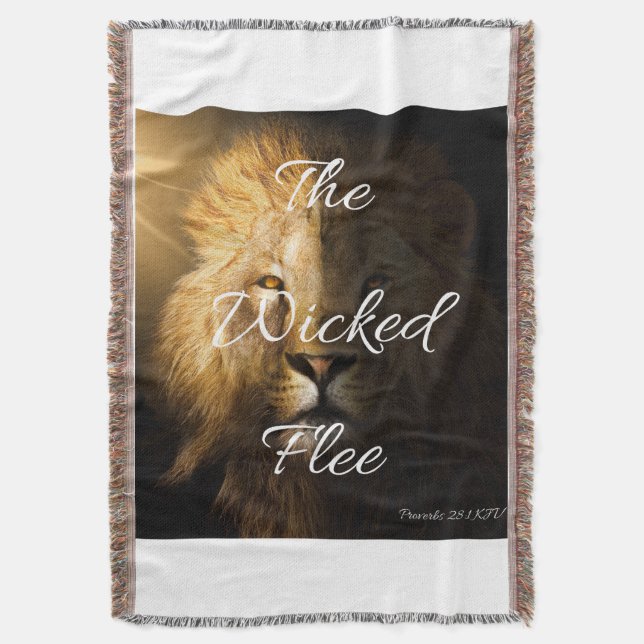 The Wicked Flee Proverbs 28:1 KJV Throw Blanket (Front Vertical)