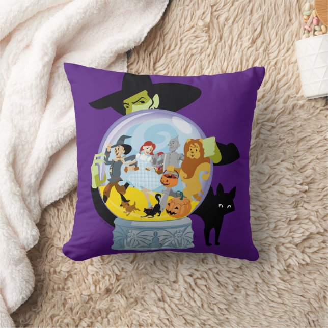 The Wicked Witch Crystal Ball Halloween Throw Pillow (Blanket)