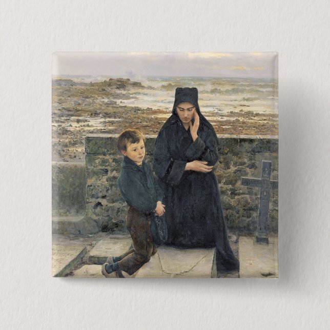 The Widow of the Ile de Sein, 1880 2 Inch Square Button (Front)